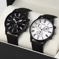2 pièces ensemble Couple mode montres en cuir décontractées dames cadran Simple - FoytiShop