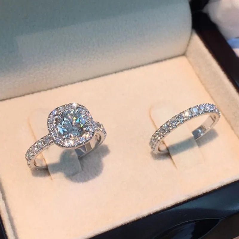 2 pièces/ensemble bagues de luxe cristal femme - FoytiShop