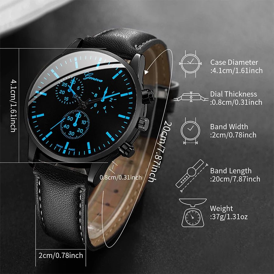 3 pièces/ensemble hommes montres d'affaires bracelet en cuir décontracté analogique - FoytiShop