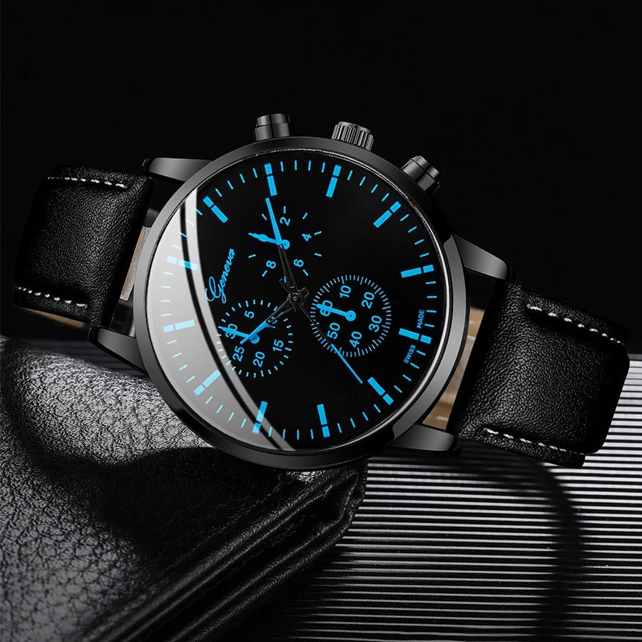 3 pièces/ensemble hommes montres d'affaires bracelet en cuir décontracté analogique - FoytiShop