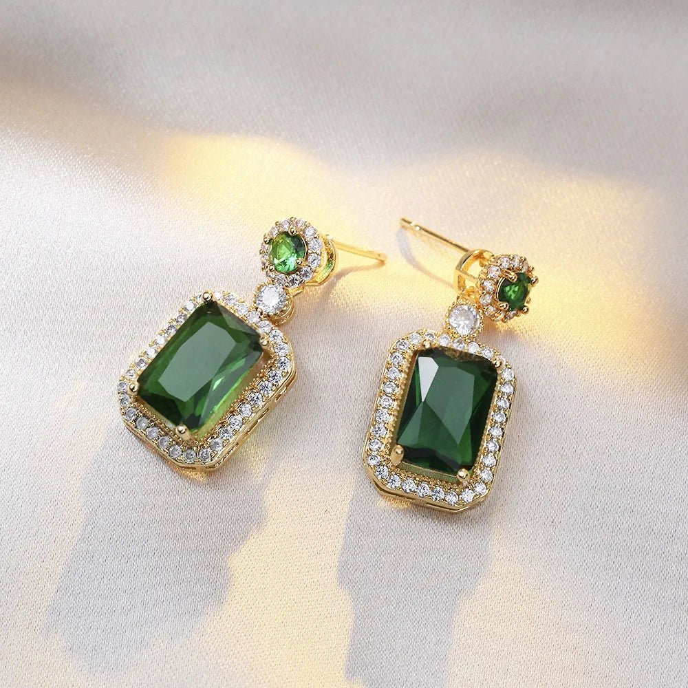 4 pièces ensembles exquis carré strass collier boucles d'oreilles bague - FoytiShop