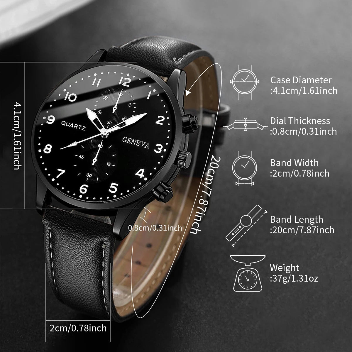 5 pièces/ensemble montres d'affaires pour hommes mode cadran arabe bracelet en cuir montre à Quartz - FoytiShop