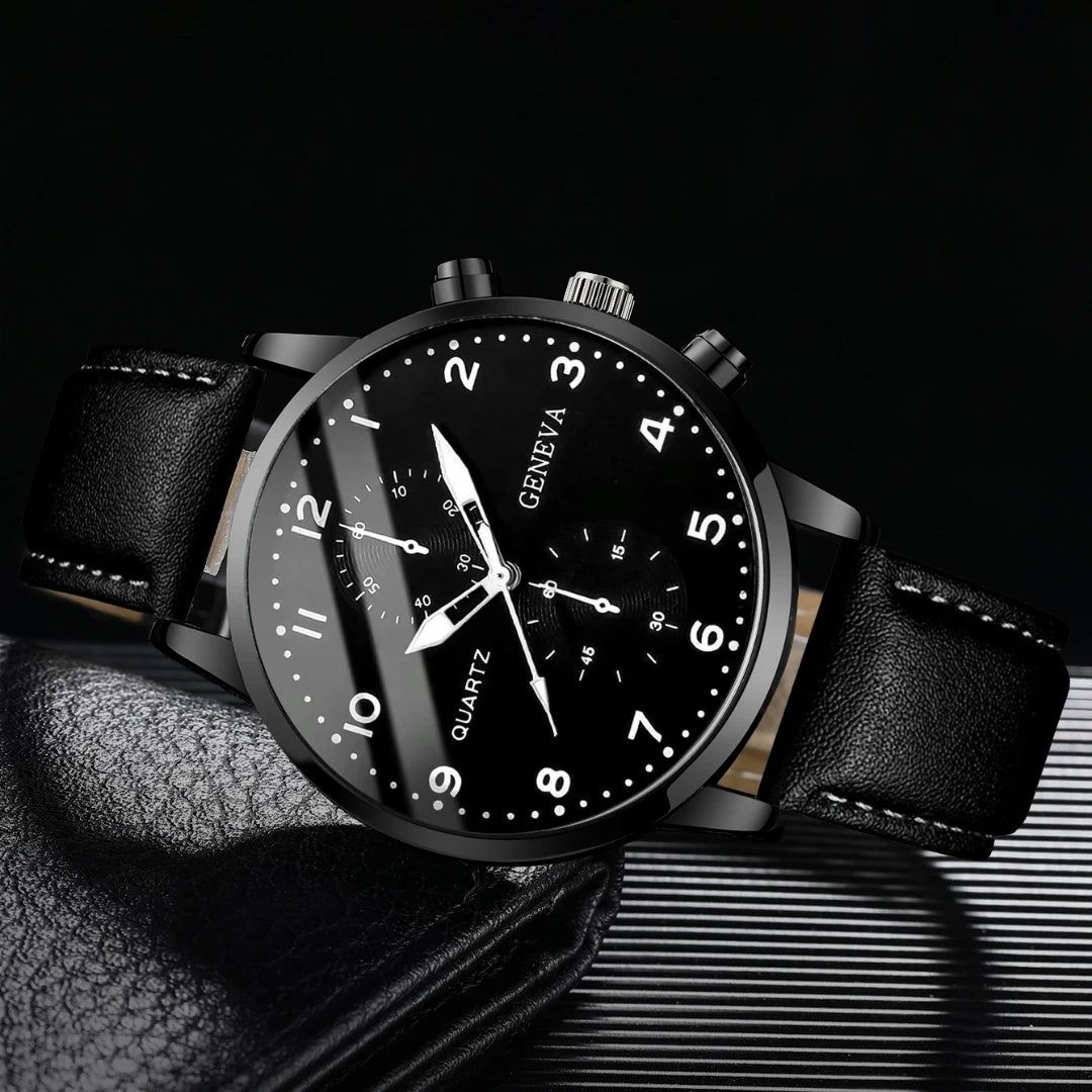 5 pièces/ensemble montres d'affaires pour hommes mode cadran arabe bracelet en cuir montre à Quartz - FoytiShop