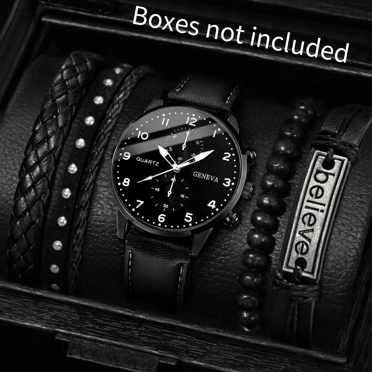 5 pièces/ensemble montres d'affaires pour hommes mode cadran arabe bracelet en cuir montre à Quartz - FoytiShop