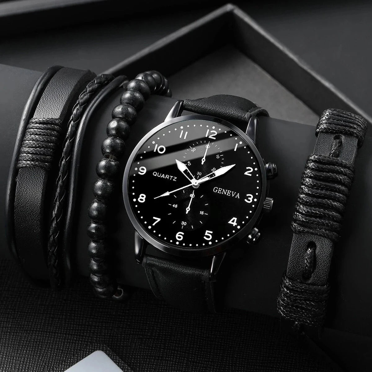 5 pièces/ensemble montres d'affaires pour hommes mode cadran arabe bracelet en cuir montre à Quartz - FoytiShop