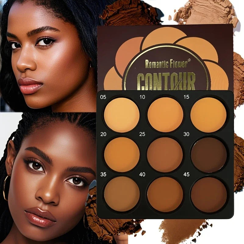 Palette fond de teint bronze 9 couleurs – Contour, correcteur & mat