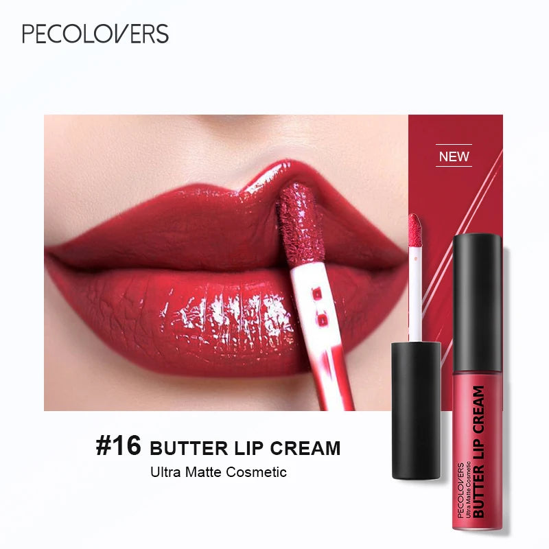 Rouge à lèvres liquide imperméable 21 couleurs – Vitamine E, longue durée