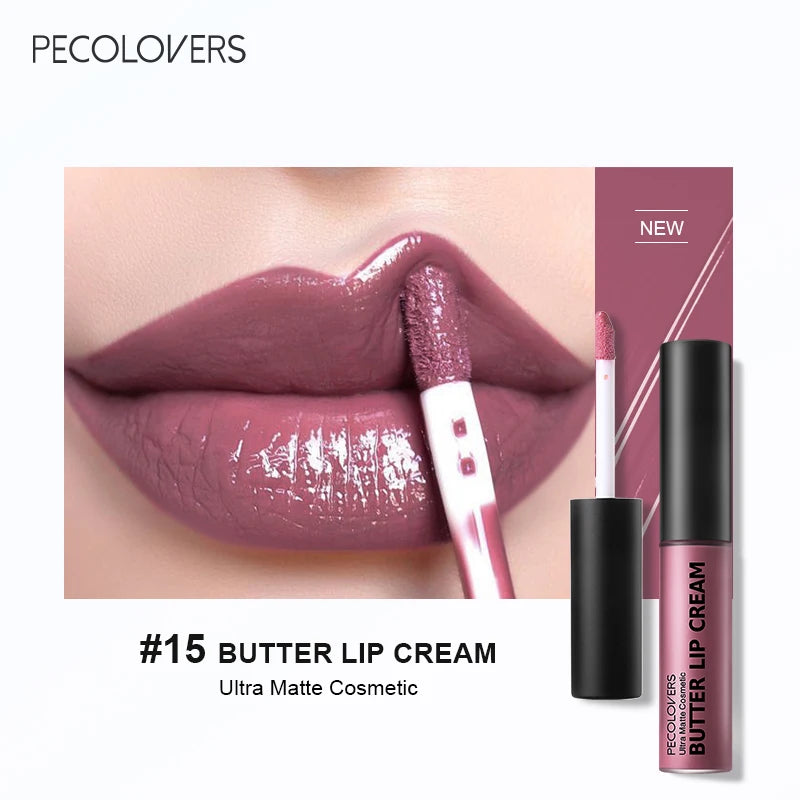 Rouge à lèvres liquide imperméable 21 couleurs – Vitamine E, longue durée