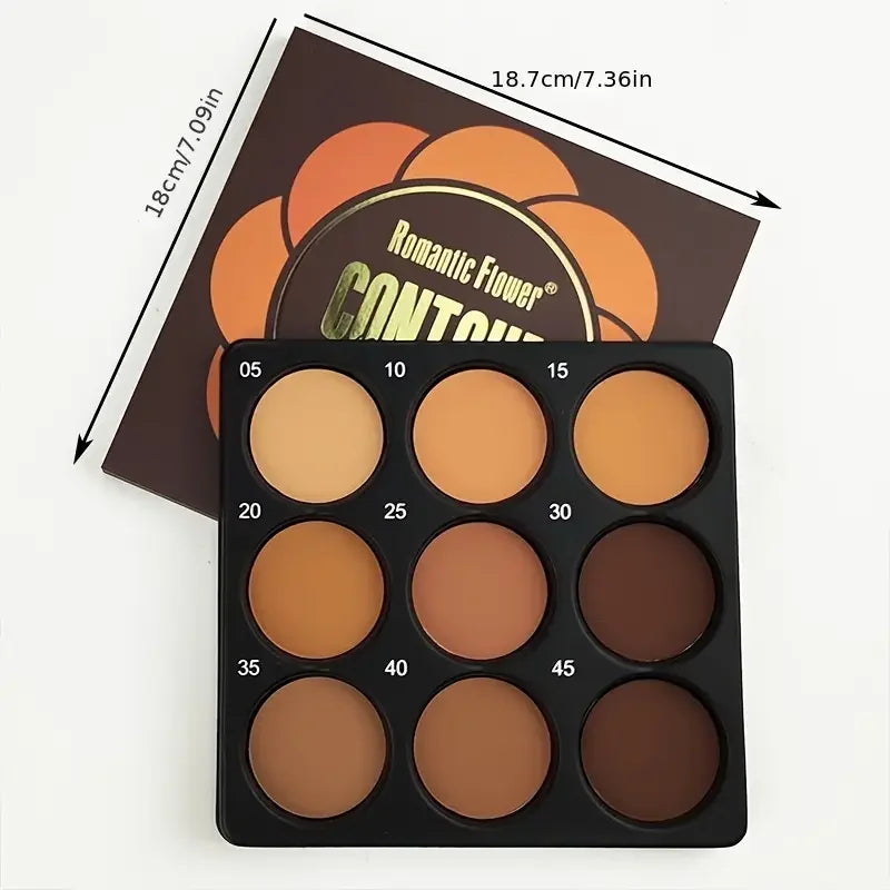 Palette fond de teint bronze 9 couleurs – Contour, correcteur & mat