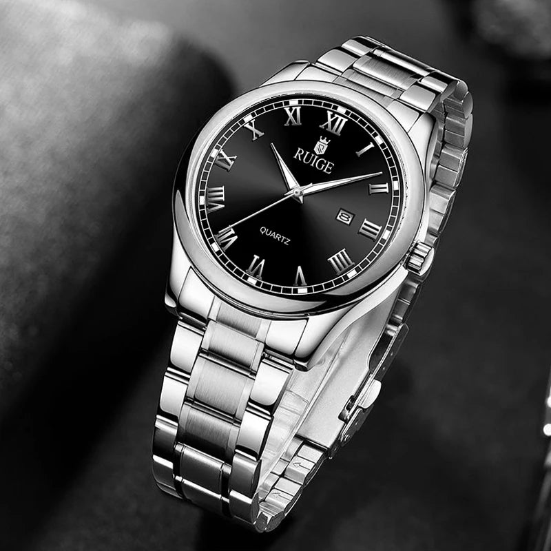 RUIGE Montre Homme Minimaliste Échelle Romaine - Étanche Veilleuse