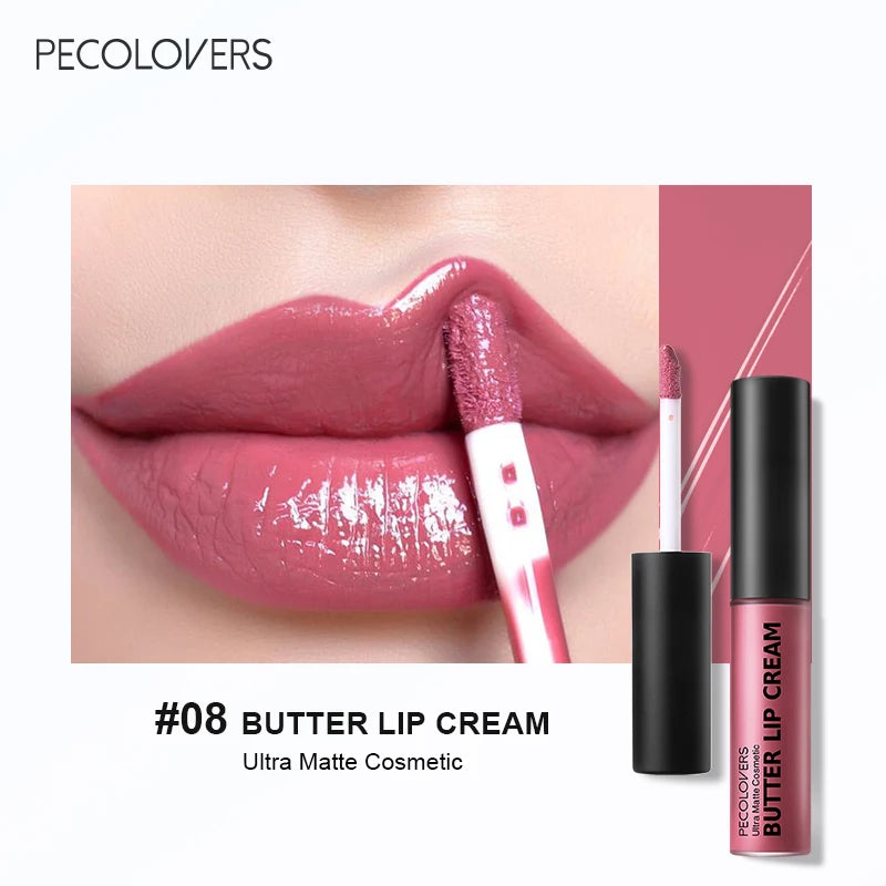 Rouge à lèvres liquide imperméable 21 couleurs – Vitamine E, longue durée