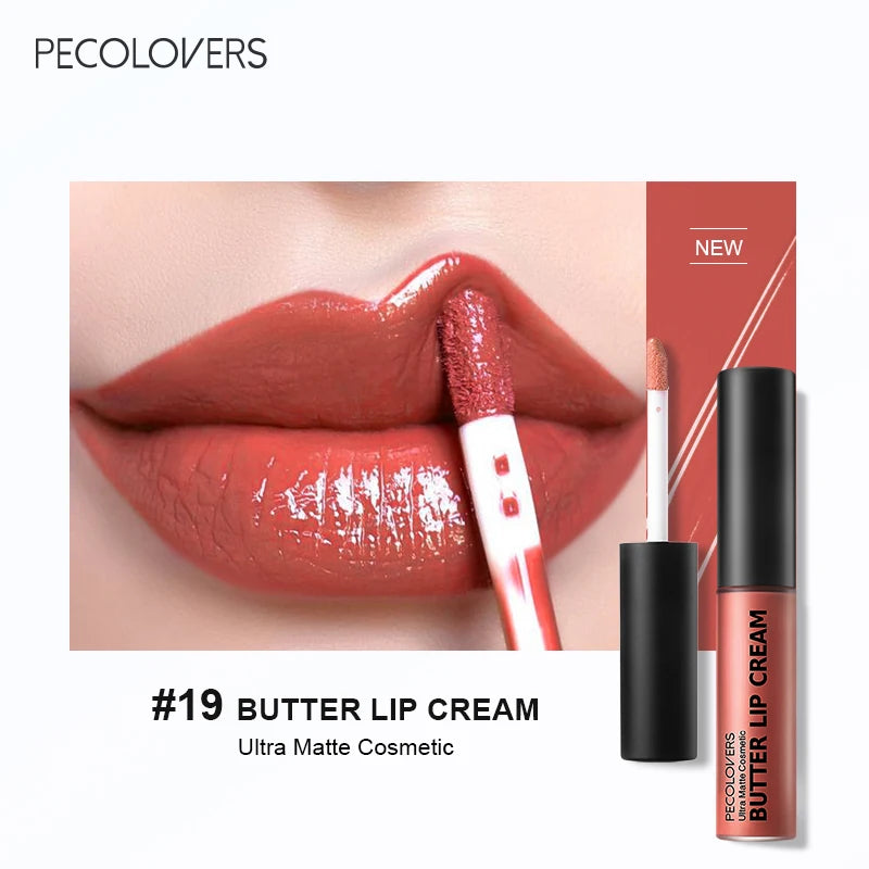 Rouge à lèvres liquide imperméable 21 couleurs – Vitamine E, longue durée