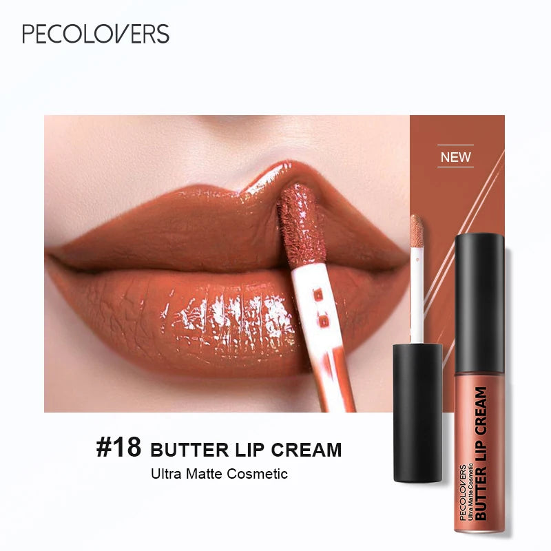 Rouge à lèvres liquide imperméable 21 couleurs – Vitamine E, longue durée