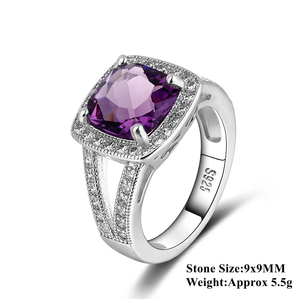 💜 Bague Améthyste Violette Argent 925 - Pierre Naturelle Élégante - FoytiShop
