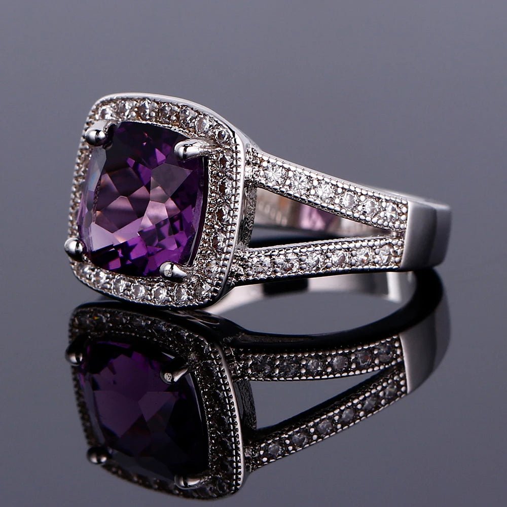 💜 Bague Améthyste Violette Argent 925 - Pierre Naturelle Élégante - FoytiShop