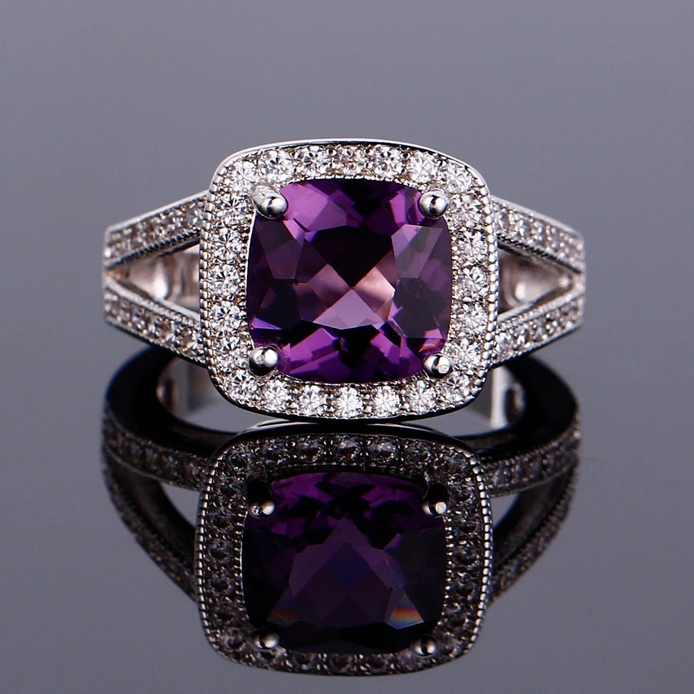 💜 Bague Améthyste Violette Argent 925 - Pierre Naturelle Élégante - FoytiShop