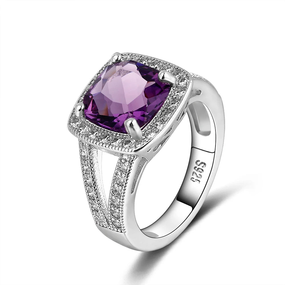 💜 Bague Améthyste Violette Argent 925 - Pierre Naturelle Élégante - FoytiShop