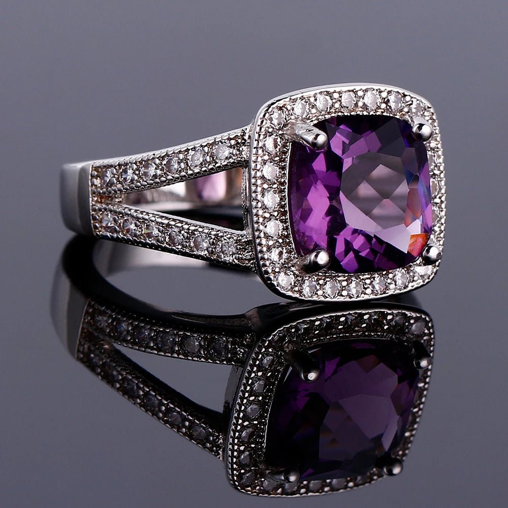 💜 Bague Améthyste Violette Argent 925 - Pierre Naturelle Élégante - FoytiShop