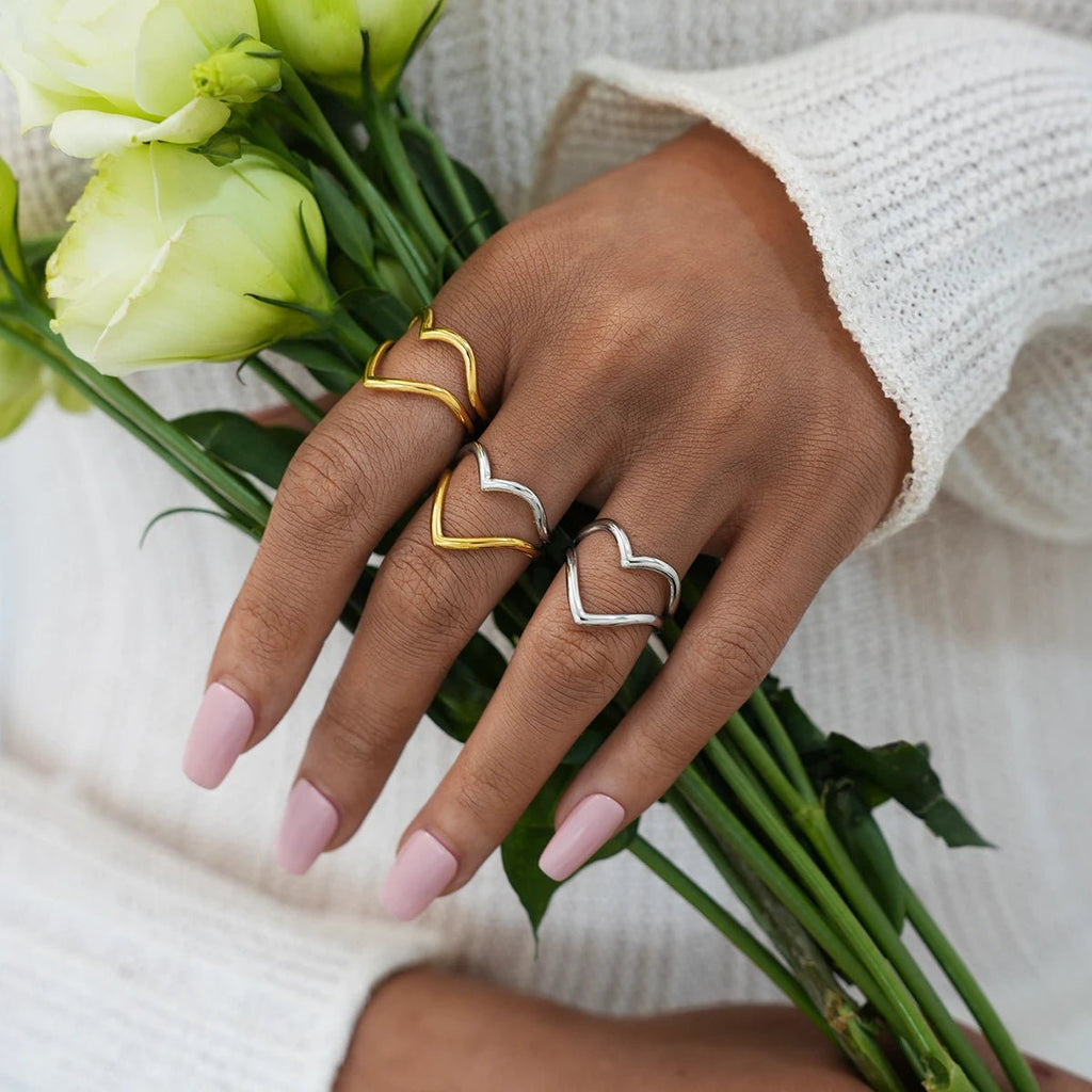 💍 Bague Cœur Acier Inoxydable Or Femme - Couple Tendance Luxe - FoytiShop