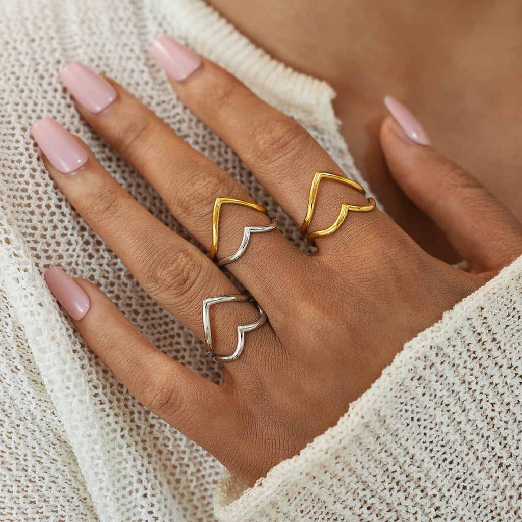 💍 Bague Cœur Acier Inoxydable Or Femme - Couple Tendance Luxe - FoytiShop