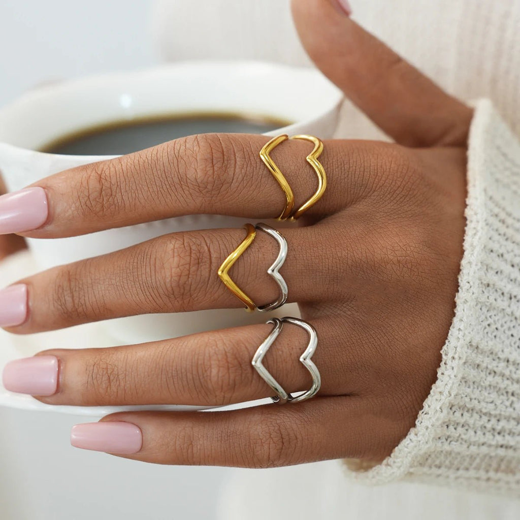 💍 Bague Cœur Acier Inoxydable Or Femme - Couple Tendance Luxe - FoytiShop