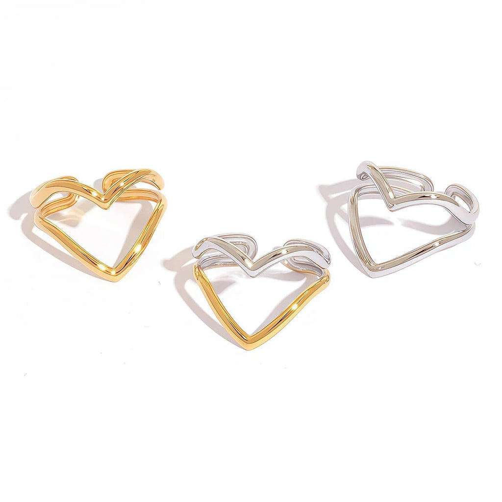 💍 Bague Cœur Acier Inoxydable Or Femme - Couple Tendance Luxe - FoytiShop