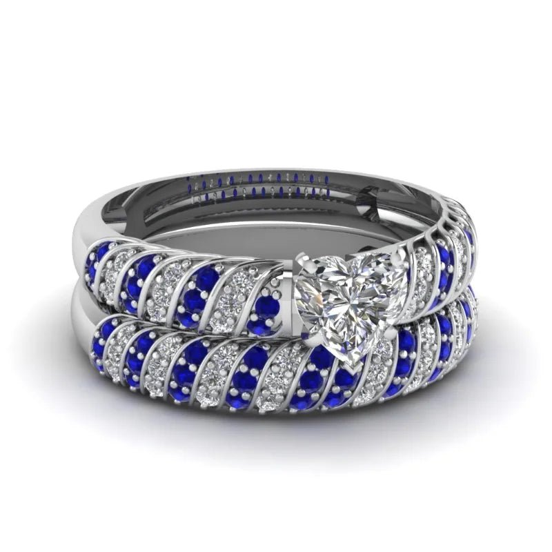 Bague de Couple Cœur Bleu & Blanc – Acier Inoxydable - FoytiShop