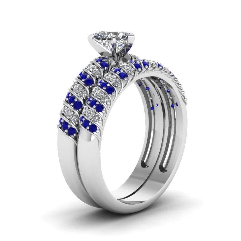 Bague de Couple Cœur Bleu & Blanc – Acier Inoxydable - FoytiShop
