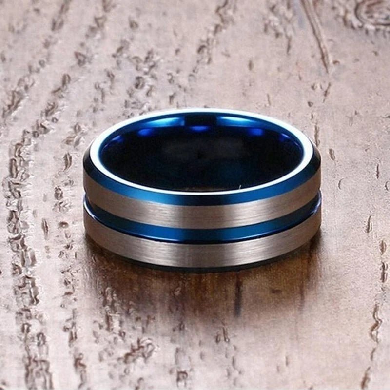 Bague de Couple Cœur Bleu & Blanc – Acier Inoxydable - FoytiShop