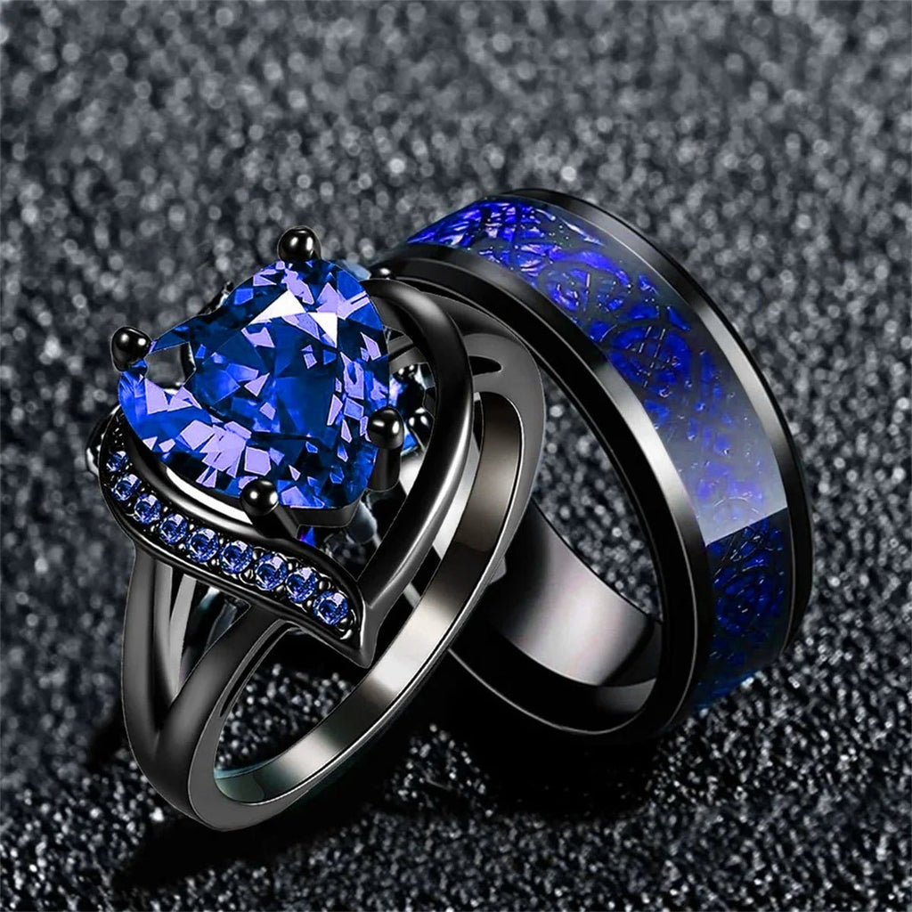 Bague de Couple Cœur Strass – Dragon Celtique Acier - FoytiShop