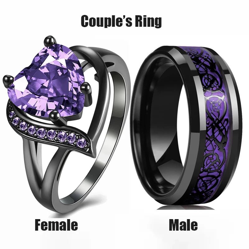 Bague de Couple Cœur Strass – Dragon Celtique Acier - FoytiShop