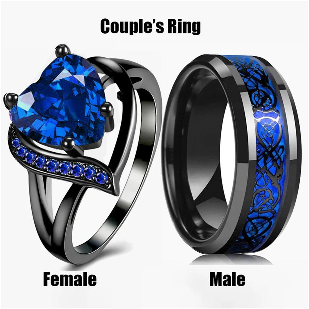 Bague de Couple Cœur Strass – Dragon Celtique Acier - FoytiShop