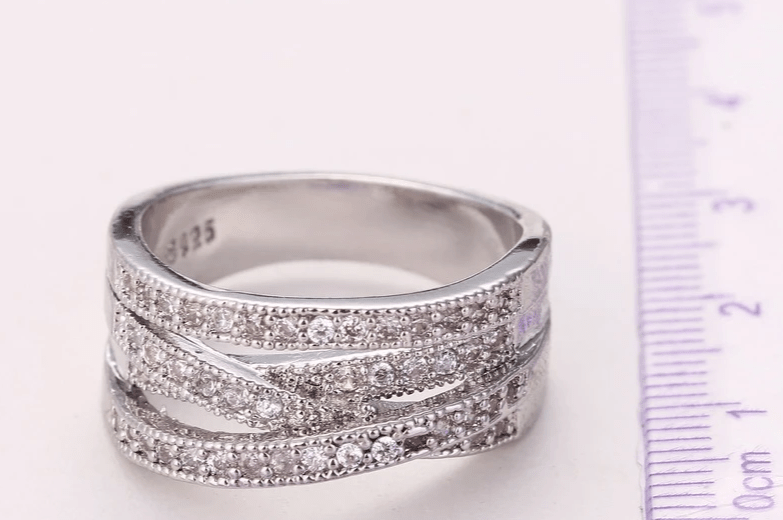 ✨ Bague en Argent Sterling 925 avec Incrustation Cristal - Croix Passage Mode - FoytiShop