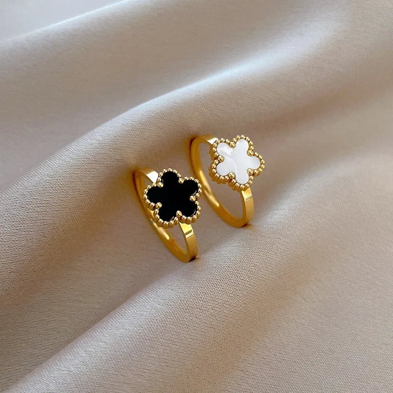 Bague Fleur de Prunier Délicate Acier Inoxydable - Cinq Pétales Romantique Femme - FoytiShop