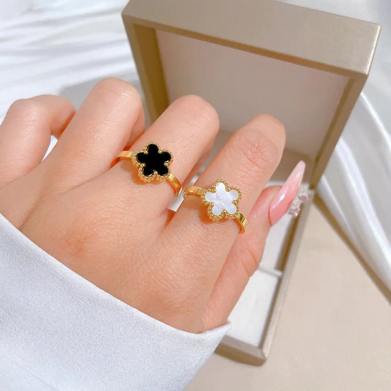 Bague Fleur de Prunier Délicate Acier Inoxydable - Cinq Pétales Romantique Femme - FoytiShop