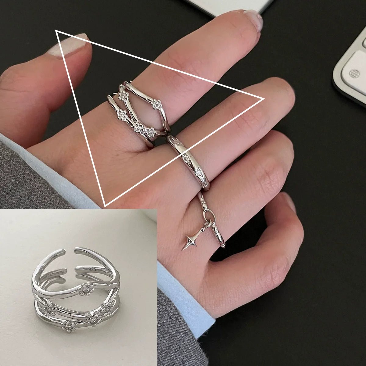 🌸 Bague Fleur Dentelle Argent 925 - Design Délicat Féminin - FoytiShop
