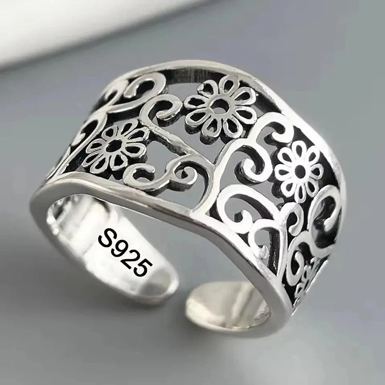 🌸 Bague Fleurs Argent 925 Femme - Délicate Romantique Élégante - FoytiShop