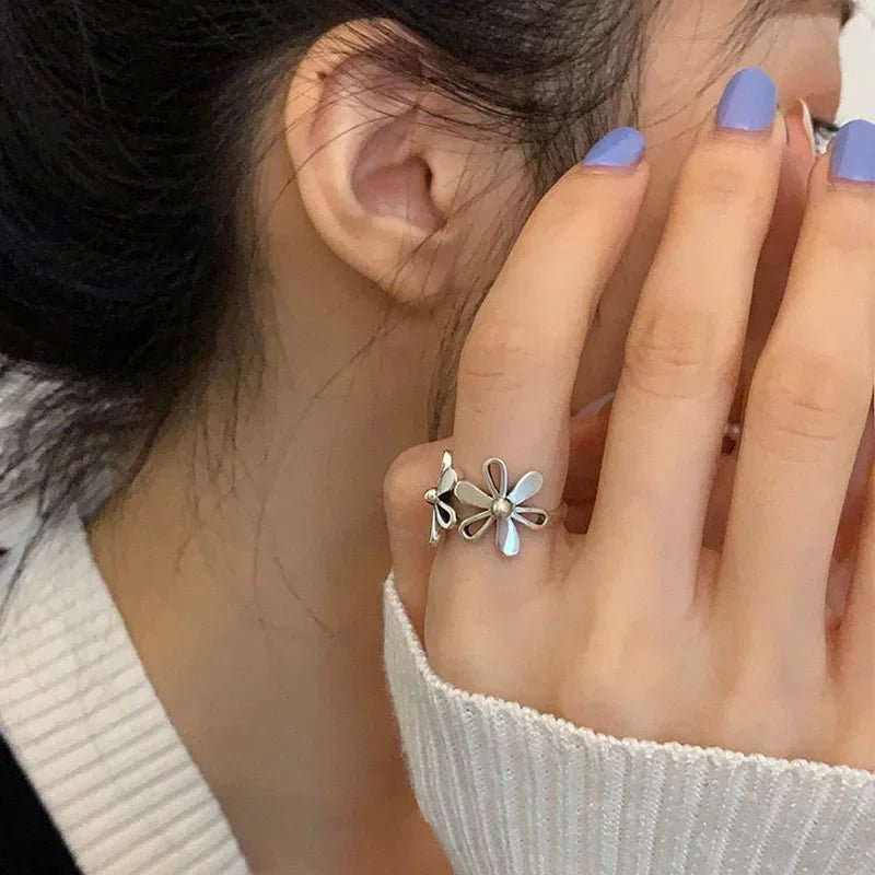 🌸 Bague Fleurs Argent 925 Femme - Délicate Romantique Élégante - FoytiShop