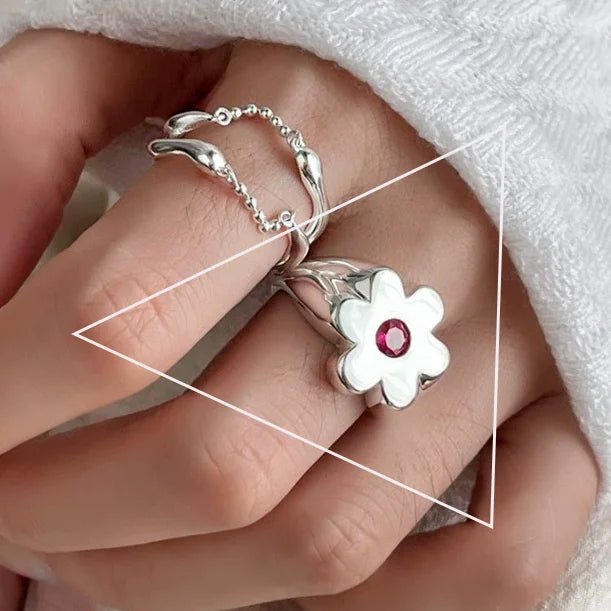 🌸 Bague Fleurs Argent 925 Femme - Délicate Romantique Élégante - FoytiShop