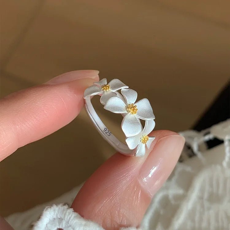 🌸 Bague Fleurs Argent 925 Femme - Délicate Romantique Élégante - FoytiShop
