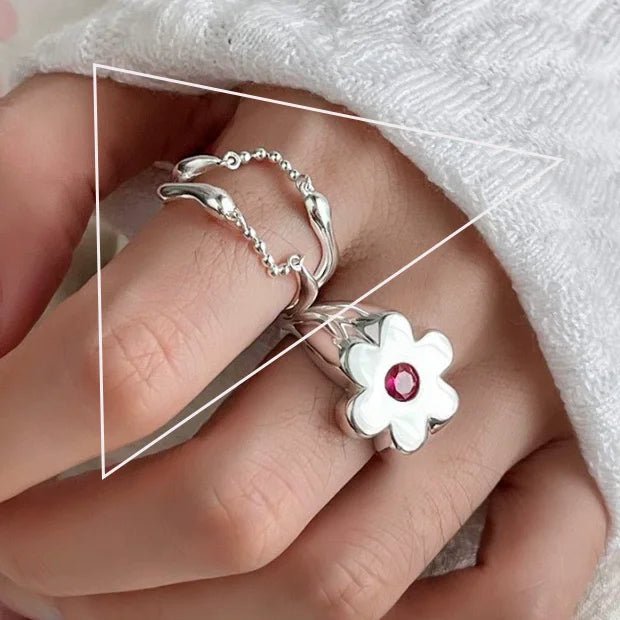 🌸 Bague Fleurs Argent 925 Femme - Délicate Romantique Élégante - FoytiShop