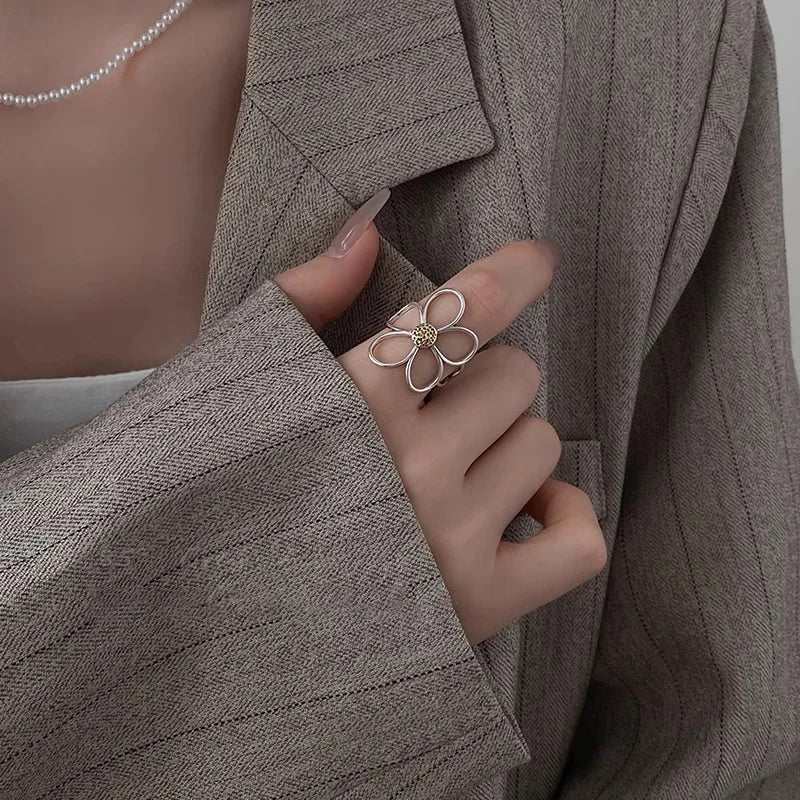 🌸 Bague Fleurs Argent 925 Femme - Délicate Romantique Élégante - FoytiShop