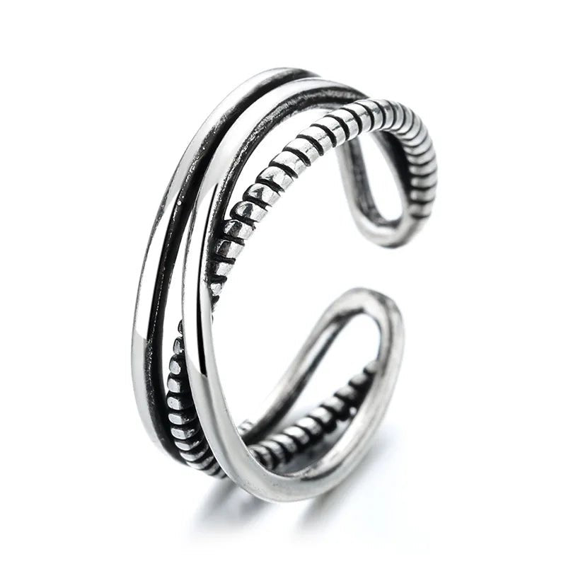 ✨ Bague Géométrique Multicouche Argent 925 - Design Moderne Tendance - FoytiShop