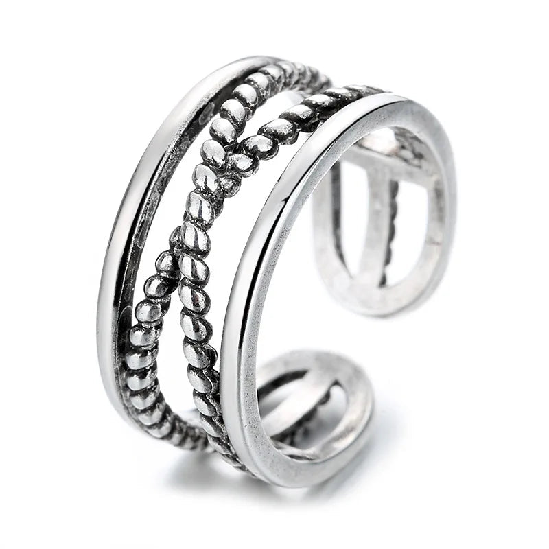 ✨ Bague Géométrique Multicouche Argent 925 - Design Moderne Tendance - FoytiShop