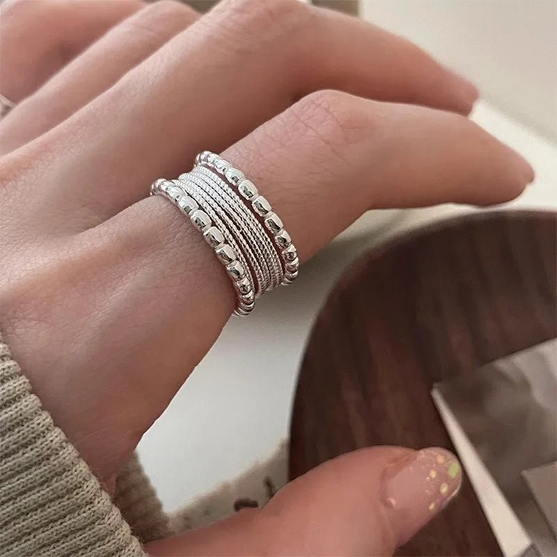 ✨ Bague Géométrique Multicouche Argent 925 - Design Moderne Tendance - FoytiShop