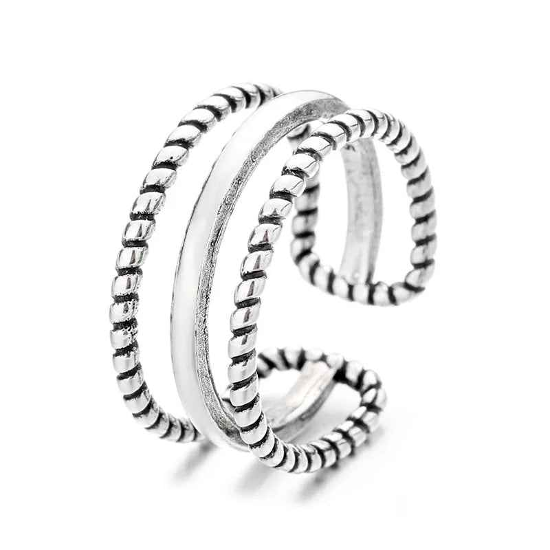 ✨ Bague Géométrique Multicouche Argent 925 - Design Moderne Tendance - FoytiShop