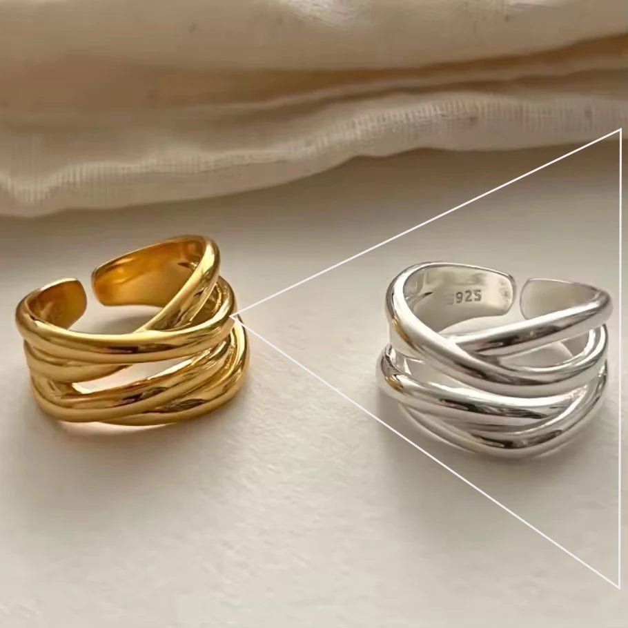 ✨ Bague Géométrique Multicouche Argent 925 - Design Moderne Tendance - FoytiShop