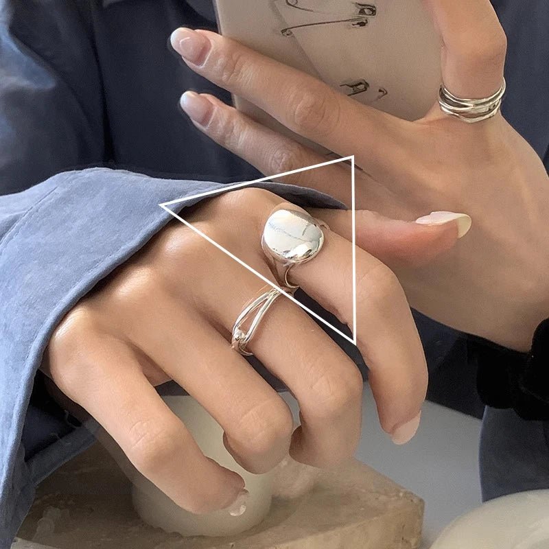 ✨ Bague Géométrique Multicouche Argent 925 - Design Moderne Tendance - FoytiShop