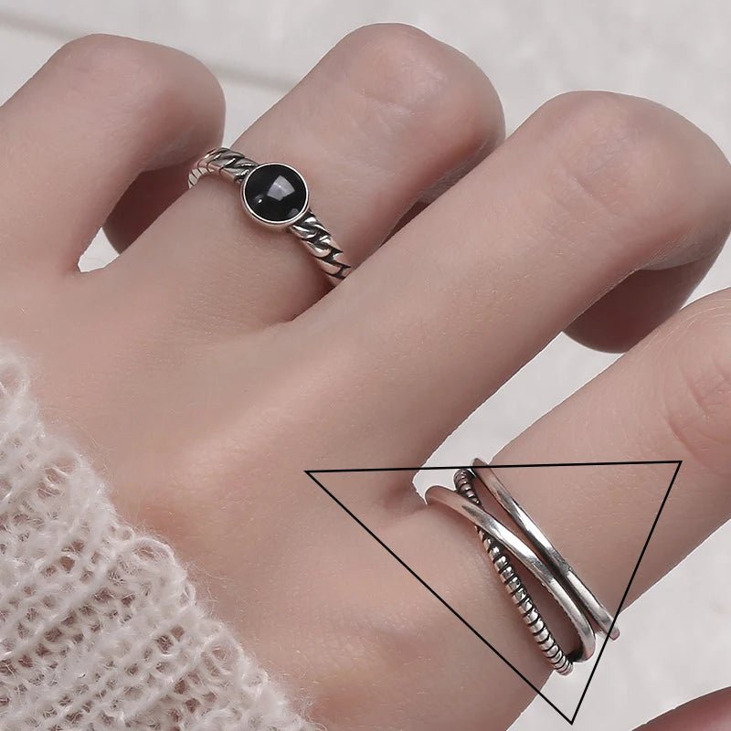 ✨ Bague Géométrique Multicouche Argent 925 - Design Moderne Tendance - FoytiShop