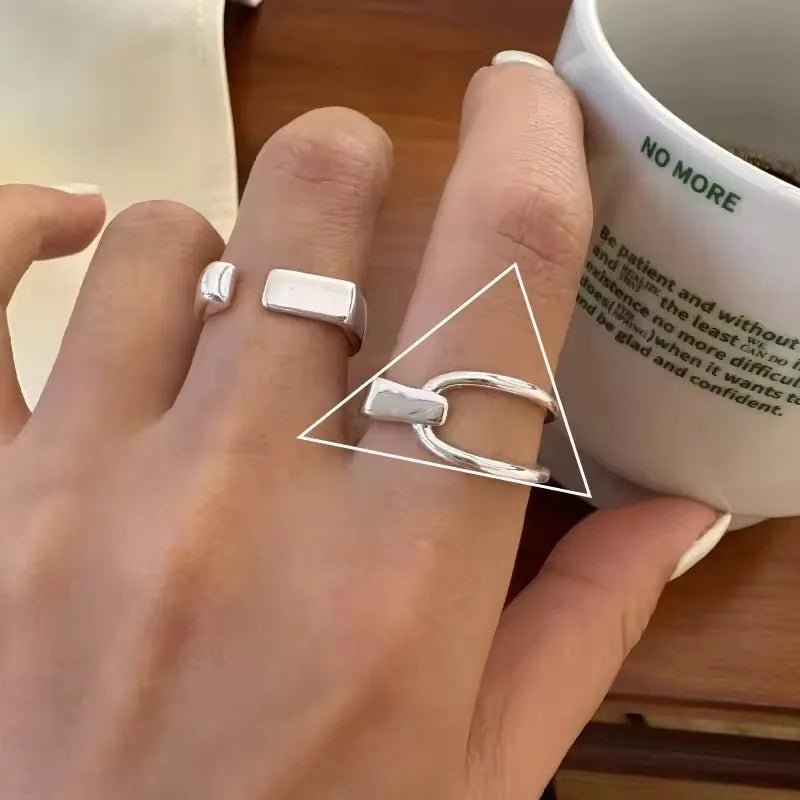 ✨ Bague Géométrique Multicouche Argent 925 - Design Moderne Tendance - FoytiShop